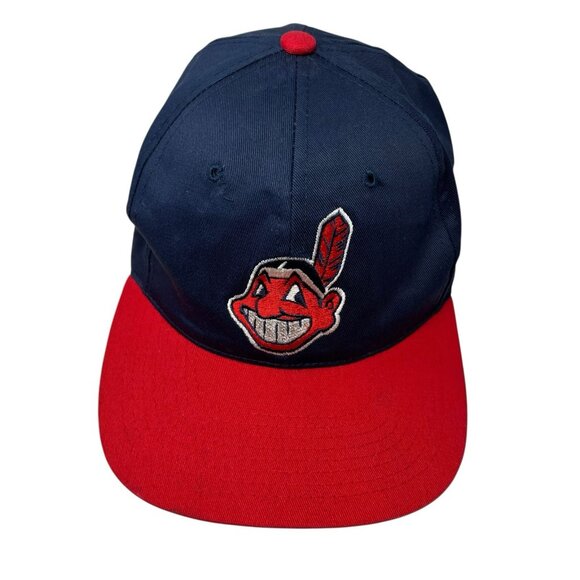 Cleveland Indians Vintage 90's Snapback Baseball Hat Buffalo Cap Dad Chief Wahoo - Picture 2 of 9